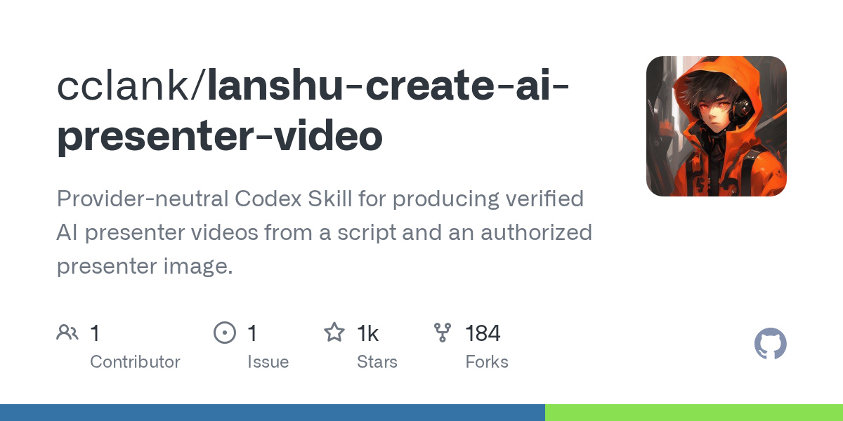 이미지: GitHub cclank/lanshu-create-ai-presenter-video (MIT)