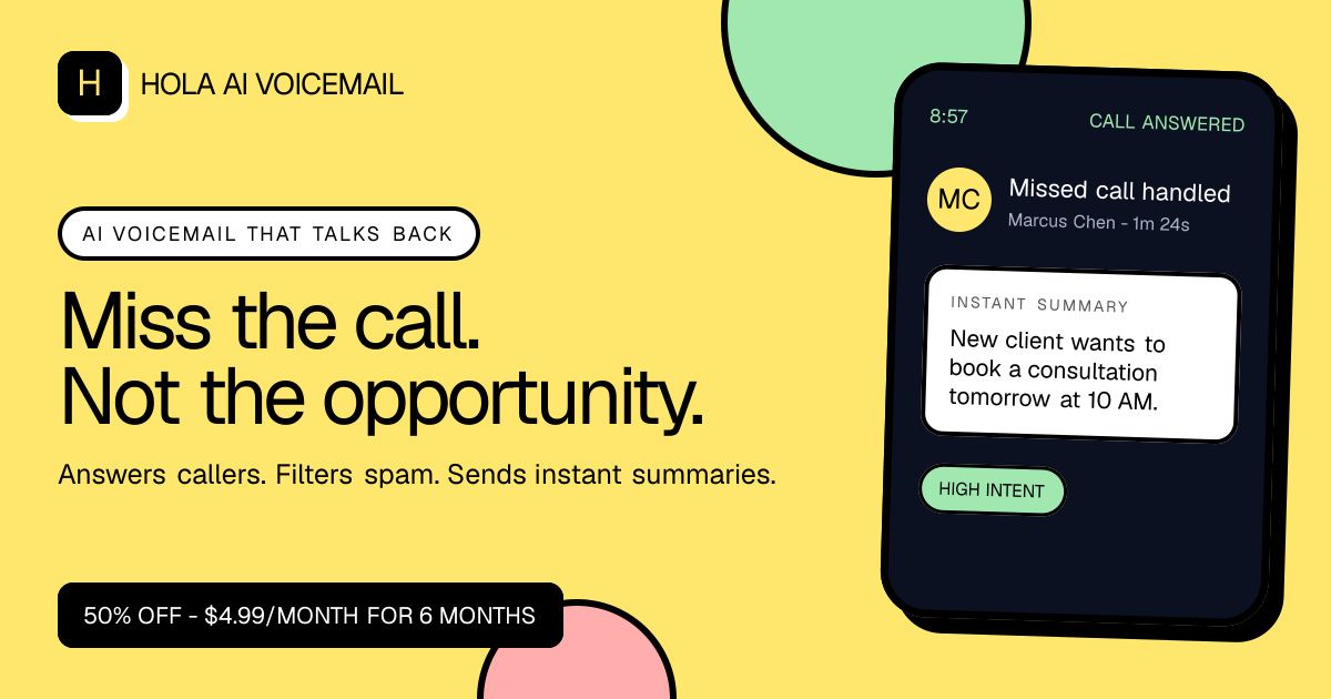 이미지: Hola AI Voicemail 공식 사이트